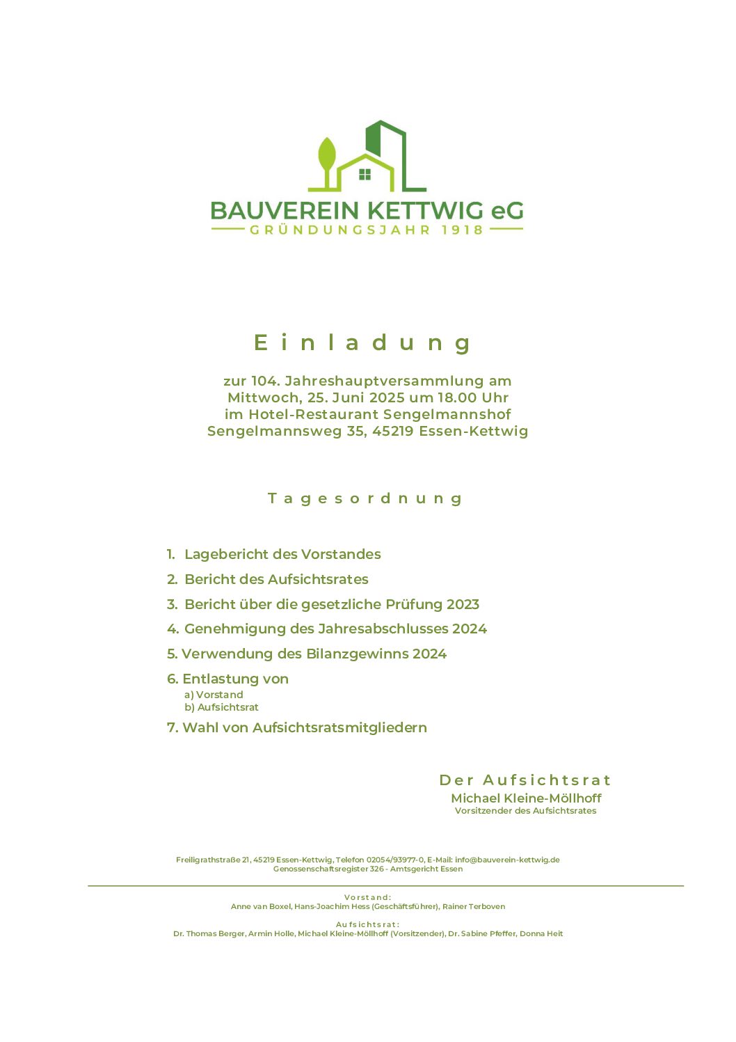 Einladung zur Mitgliederversammlung