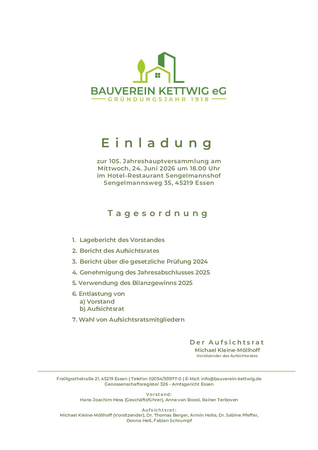 Einladung zur Mitgliederversammlung